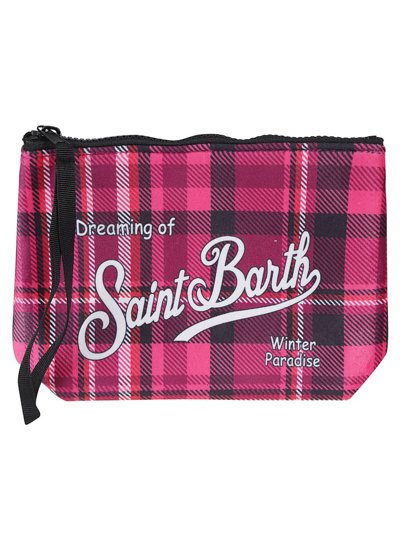 Mc2 Saint Barth Logo Printed Checked Clutch Bag In Pink