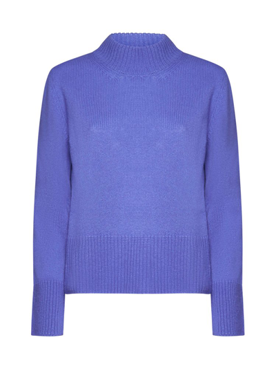 Alysi Mock-neck Virgin Wool Jumper In Purple