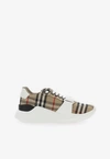 Burberry Vintage Check-pattern Touch-strap Sneakers In Beige