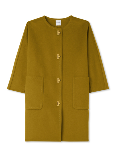 St John Doubleface Wool And Cashmere Blend Jacket In Olive