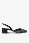 René Caovilla Rene Caovilla Black Cinderella 40 Crystal Slingback Pumps In Multi
