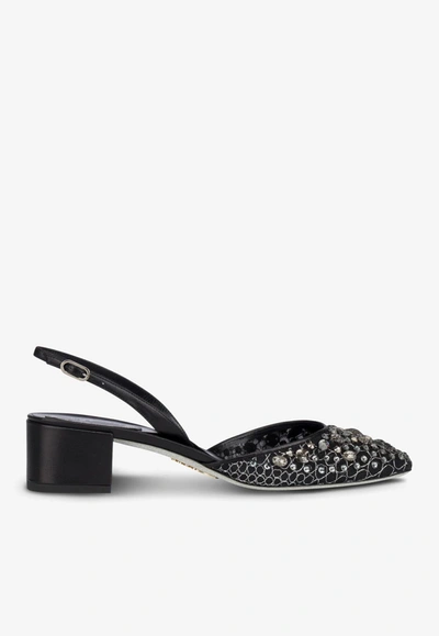 René Caovilla Cinderella 40 Slingback Pumps In Black