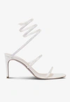 René Caovilla Cleo 80 Wraparound Satin Sandals In Ivory