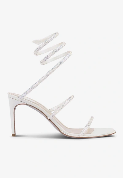 René Caovilla Rhinestone Strappy Sandals In Ivory
