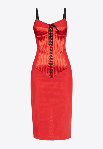 Dolce & Gabbana Lace-up Detail Corset Dress In Red
