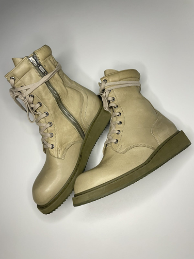 Pre-owned Rick Owens Send Offers! 40it Fw11  Anfibio Combat Boots In Beige