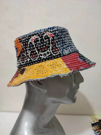 Pre-owned 1 Of 1 X Art Comes First Beautifull Custom Made Patchwork Paisley Boro Bucket Hats In Multicolor