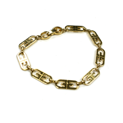 Pre-owned Givenchy 70's Gold Oval Gg Logo Bracelet