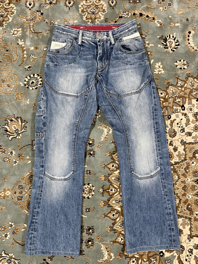 Pre-owned Distressed Denim X Vintage Be One Take Two Muscle Denim Back Buckle Size 28x29 In Multicolor