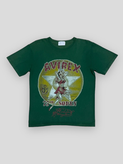 Pre-owned Avirex X Vintage Send Offer Avirex 75th Anniversary With Star Cowgirl Tee In Green