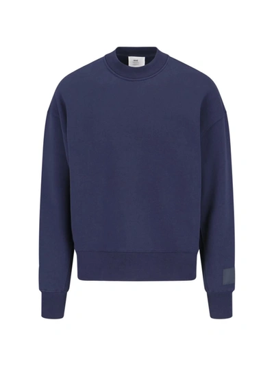 Ami Alexandre Mattiussi Cotton Blend Sweatshirt Blue