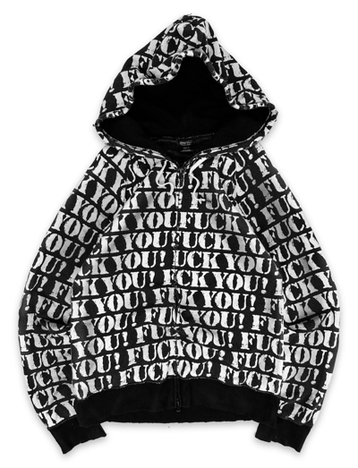 Pre-owned Number N Ine Ss06 Number (n)ine ‘fuck You!' Zip-up Slogan Hoodie In Black