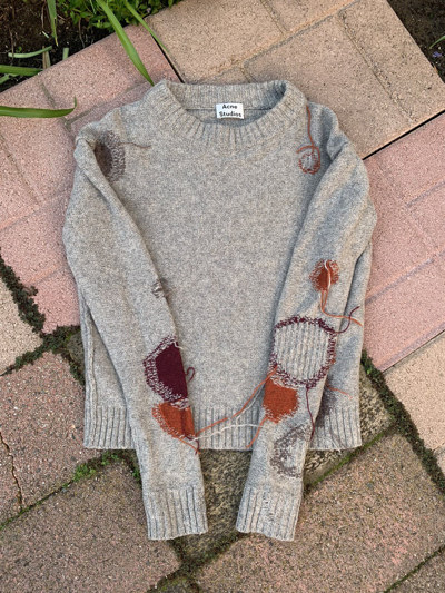 Pre-owned Acne Studios Grail  Raw Yarn Patch Sweater In Multicolor