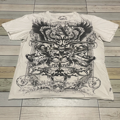 Pre-owned Affliction X Ed Hardy Modern Culture Wings Cross Tee Y2k Affliction Style In White