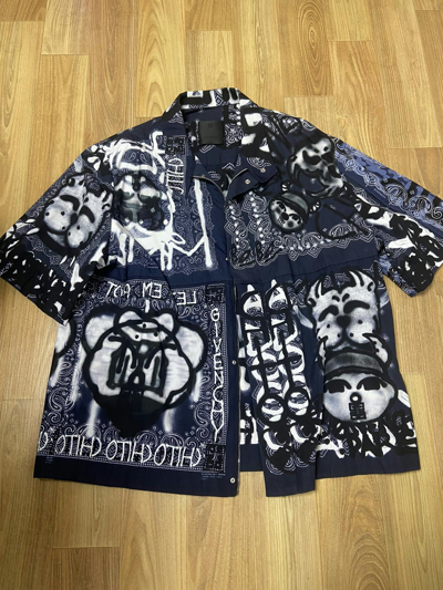 Pre-owned Givenchy 41  X Chito Oversized Bandana Shirt Jacket In Blue