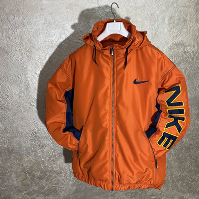Pre-owned Nike X Vintage Winter Crazy Drip Nike Vtg 1990s Nylon Hooded Jacket In Orange