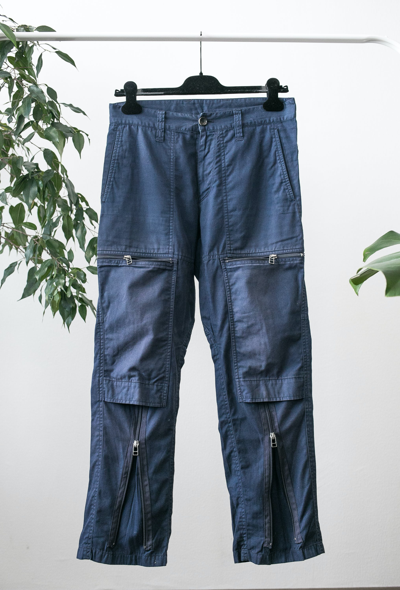 Pre-owned Issey Miyake Multi Zip Tactical Pants In Navy Blue