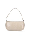 By Far Rachel Croc Embossed Leather Bag In White
