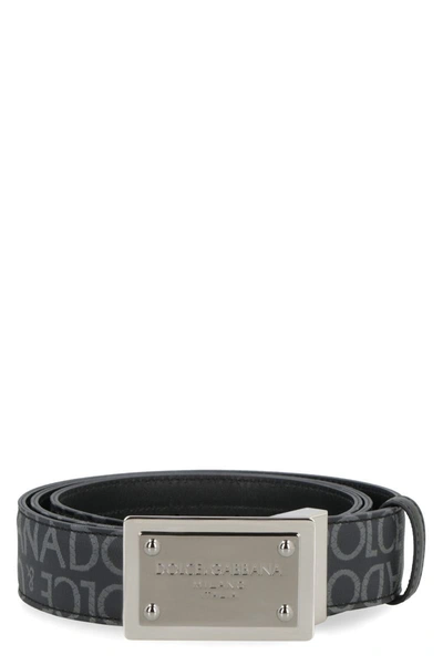 Dolce & Gabbana Logo Reversible Belt In Grey