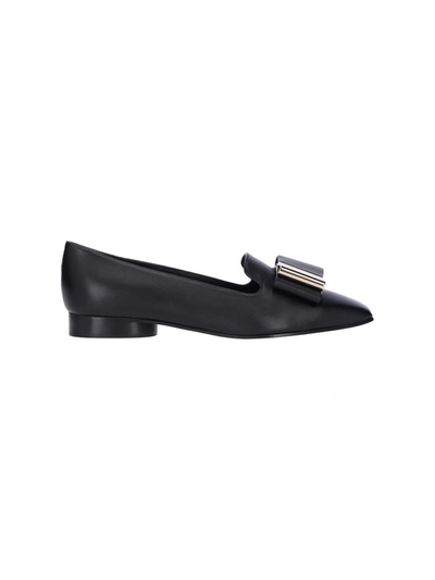 Ferragamo Double-bow Loafer In Black