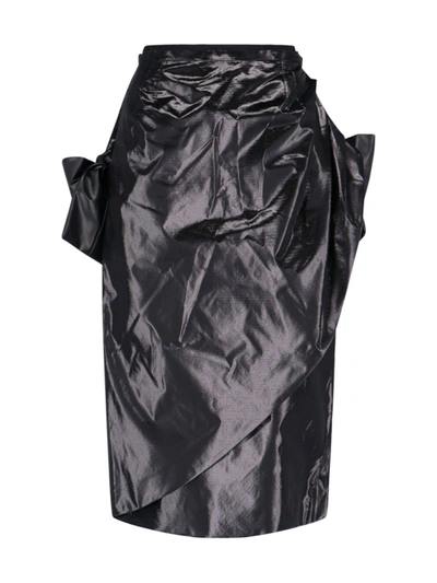 Maison Margiela Draped Midi Skirt In Black
