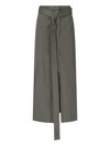 Sa Su Phi Cotton Skirt With Adjustable Waist And Front Slit In Gray