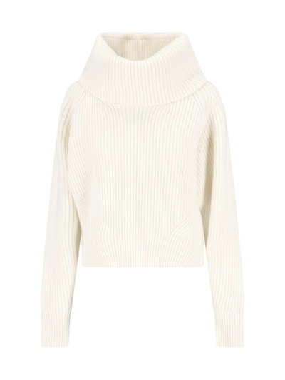Sa Su Phi High-neck Ribbed Knit Sweater In Neutrals