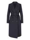 Tagliatore Waist Belted Long Length Jacket In Black