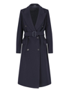 Tagliatore Waist Belted Long Length Jacket In Black