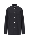 Tekla Side Slits Cotton Sleep Shirt In Black