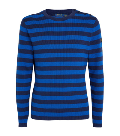 Polo Ralph Lauren Cotton-cashmere Striped Sweater In Royal Combo