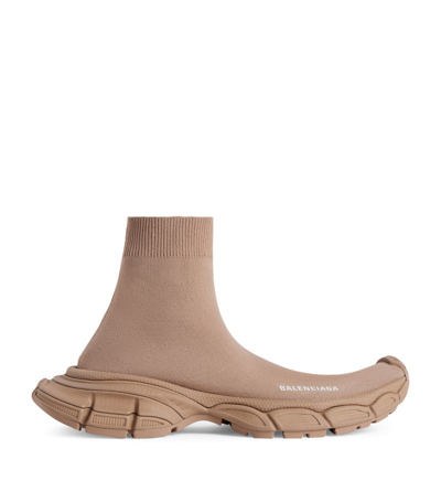 Balenciaga Knitted Speed Sneakers In Beige