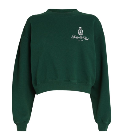 Sporty And Rich Vendome Cropped Cotton Sweatshirt In Forest