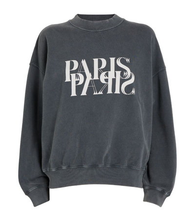 Anine Bing Jaci Paris Sweatshirt In Washed Black