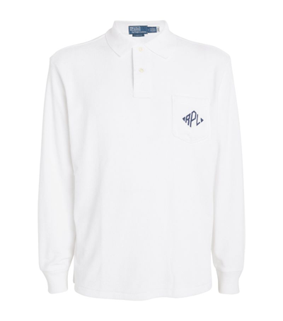 Polo Ralph Lauren Terry Cotton Embroidered Polo Shirt In White