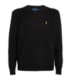 POLO RALPH LAUREN WOOL-CASHMERE CABLE-KNIT POLO PONY SWEATER