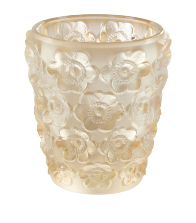 Lalique Crystal Anemone Candle Holder In Gold