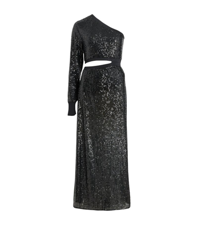 daisy topaz sequin cut out maxi dress Allsaints Daisy Topaz Sequin Dress In Black