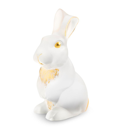 Lalique Crystal Toulouse Rabbit Sculpture In Gold