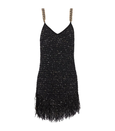 BALMAIN TWEED FRINGE MINI DRESS