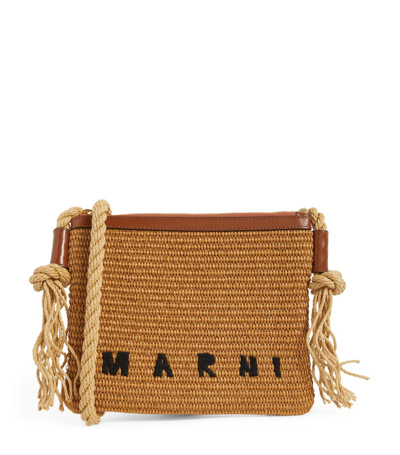 Marni Raffia Marcel Shoulder Bag In Brown