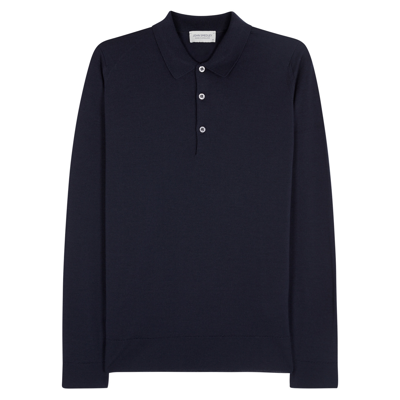 John Smedley Belper Wool Polo Shirt In Navy