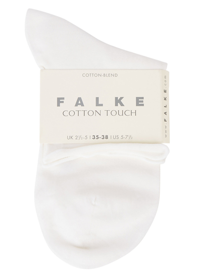 Falke Cotton Touch Fine-knit Cotton Blend Socks In White