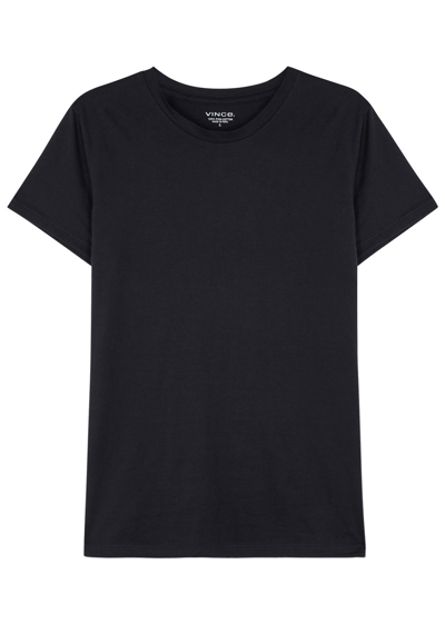 Vince Essential Pima Cotton T-shirt In Navy