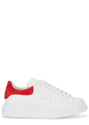 Alexander Mcqueen Oversized White Leather Sneakers In White And Red
