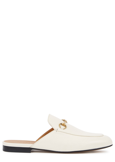 Gucci Princetown Leather Backless Loafers In White