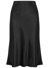 Vince Satin-finish Draped Midi Skirt In Black
