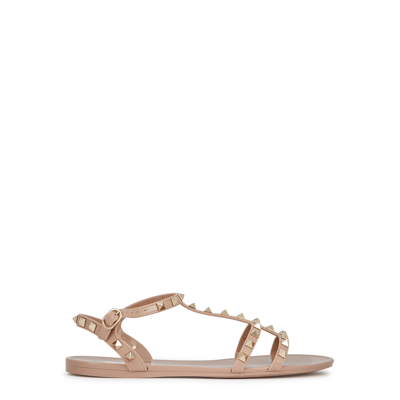 Valentino Garavani Valentino Women's Rubber Rockstud Flat Sandal (authentic Pre-loved) In Pink
