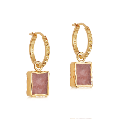 Missoma Rhodochrosite Mini 18kt Gold Vermeil Hoop Earrings In Pink