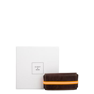 Eight & Bob Chocolate Brown Leather Fragrance Case 30ml In White